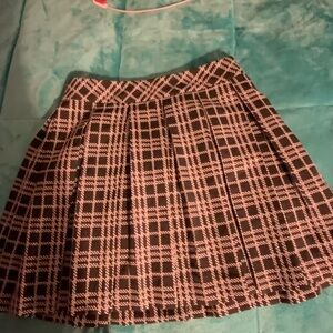 Banana Republic Black and Pink Plaid Skater Skirt